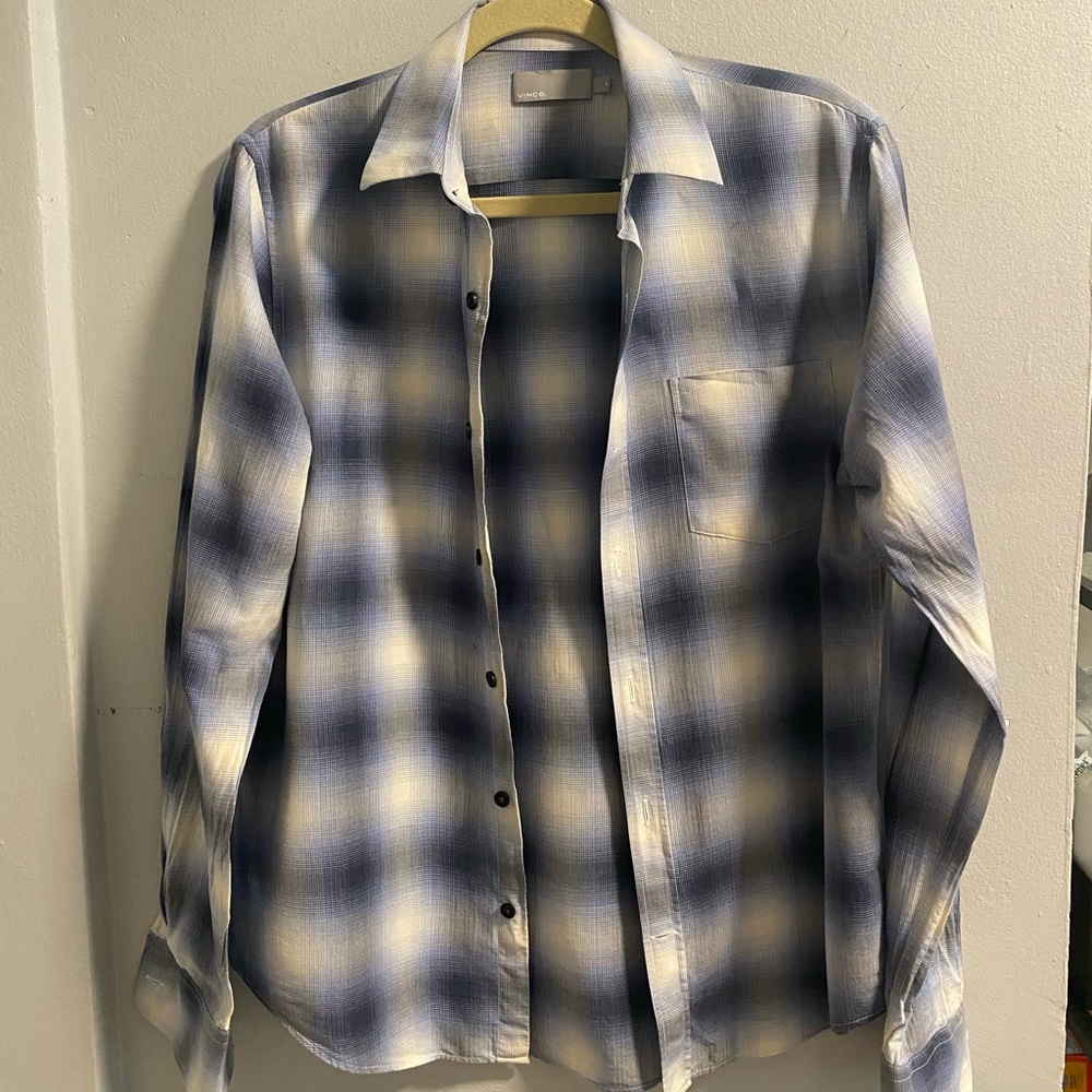 Vince Blue Plaid Shirt